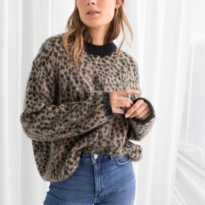 & Other Stories Leopard Print Wool Alpaca Crewneck Sweater